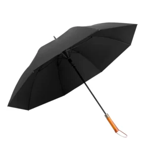 8-Bone Automatic Wooden Long Handle Straight Rod Double Sunny Umbrella Men’s Business Advertising