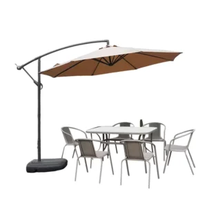 8-Bone Iron Banana Umbrella with Thick PU Fabric for Outdoor Courtyard and Balcony