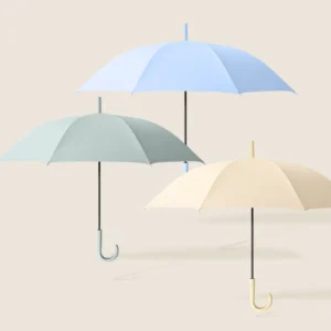 8 Bone Sun and Rain Protection Women’s Black Coating Straight Rod Wind Resistant Reinforced Large Umbrella
