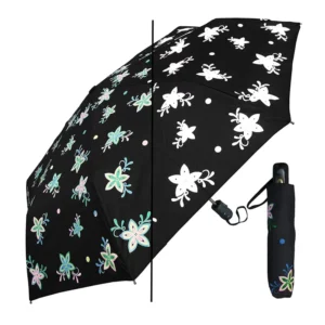 8-Rib 3-Fold Color-Changing Rain Umbrella
