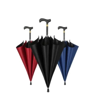 8-Rib Alloy Reinforced Straight Walking Stick Umbrella with Non-Slip Handle