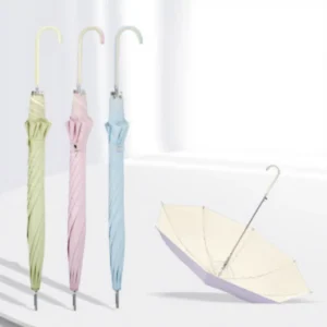 8-Rib Hook Handle 96cm Arc 85cm Length High-Density Canopy Quick-Dry Dual-Use Straight Umbrella for Women and Travel