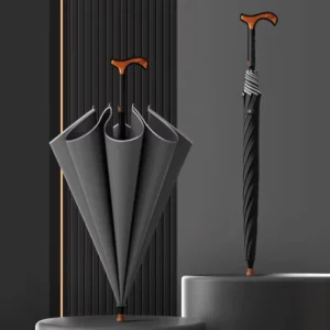 8-Rib Straight-Shaft Anti-Slip Reinforced Wind-Resistant Walking Stick Umbrella for Adults