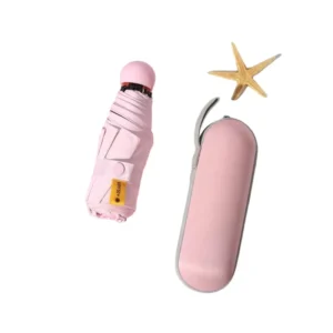 8 Ribs 5 Fold Capsule Umbrella Glasses Case Packaging Ultra Light Mini Black Coating UV Protection Sun Rain Umbrella