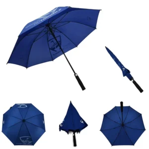 8 Ribs Blue Golf Umbrella for Corporate Gifts Windproof Long Handle Umbrella with Foam Grip Lotus shaped