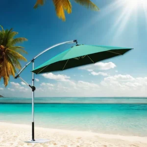 8 Ribs Folding Aluminium Parasol Beach Sun Umbrella Waterproof Fabric for Restaurant Cafe