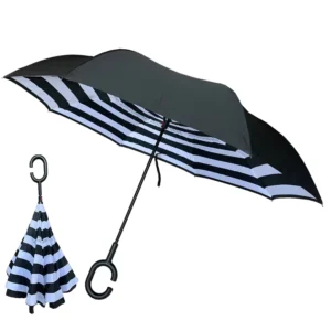 8018 Factory Supply Portable Double-Layer Car Reverse Umbrella, C-Shape Handle, Manual Open, Inside-Out, Adult