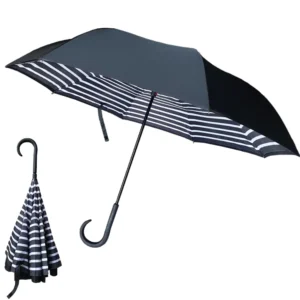 8023 Double Layer Manual Open J Handle Reverse Straight Umbrella for Adults