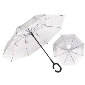 8044 Custom Logo Advertising Inverted Umbrella Waterproof POE Panel 106cm Open Diameter Black Metal Fiberglass