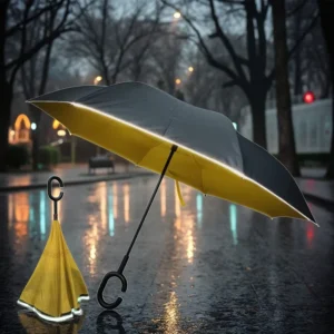 8102 High Quality Custom Logo C-Handle Reflective Reverse Umbrella Factory Supply Manual Upside-Down Umbrella