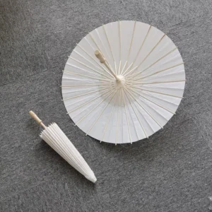 82cm Custom Wooden Umbrella Mini White Paper Umbrellas Parasol for Wedding