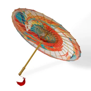 84 CM Handmade Bamboo Oil Paper Umbrella with Straight Design for Weddings and Parties