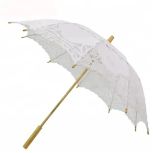 88cm Diameter Cotton Lace White Umbrellas for Weddings