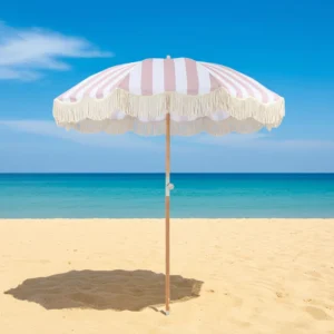 8K Beaded Tassel Large Outdoor Beach Umbrella with Manual Opening