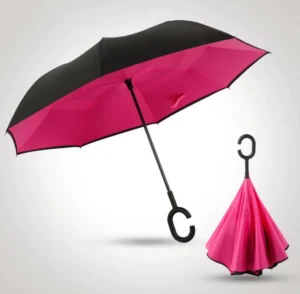 8K Black-Coated Vinyl Golf Umbrella with ABS C-Shape Handle, Manual