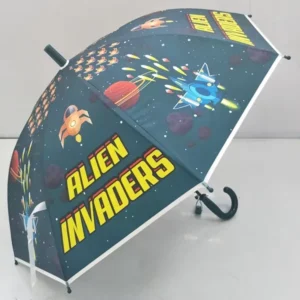 8K Fashion Cartoon Print 19 Inch Clear Kid Umbrella Windproof Auto Straight Style Plastic Handle Metal Frame Silk Custom Logo