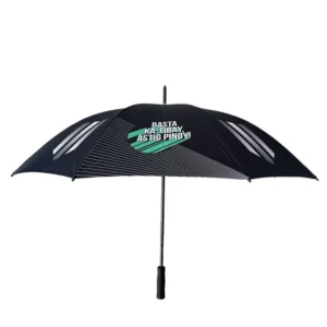 8K Polyester Golf Umbrella Custom Logo Printed Straight Classic Manual Open 120cm Diameter Glass Fiber Ribs EVA