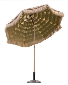 8ft Hawaii Thatch Beach Umbrella Windproof Straw Tiki Parasol with Sand Anchor and Tilt UV50+ for Patio Garden