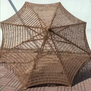 9 ft Coffee Chocolate Outdoor Macrame Beach Umbrella Rope Woven Crochet Tassel Fringe Market Umbrella