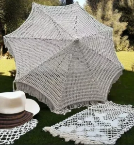 9 ft Woven Cotton Rope Macrame Beach Umbrella with Handmade Tassels