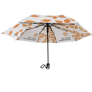 97cm Fully Automatic Three-Fold 180T Pongee Umbrella Black Metal Ribs Windproof Plastic Handle