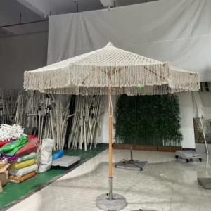 98 Inch Large Offset Patio Umbrella with Sun Protection Fabric and Powder-Coated Aluminum for Garden Restaurant
