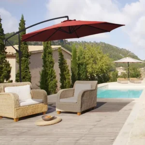 9FT Banana Solar Parasol Umbrella 8-Rib Aluminum Steel Frame Customizable for Outdoor Patio