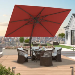9X12FT Aluminum Frame Patio Umbrella with Waterproof Wind-Resistant Fabric, 360° Rotational Tilt
