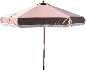 9ft 6-Rib Replacement Umbrella Canopy Only with Fringe Valance for Outdoor Decor Entertainment and Poolside