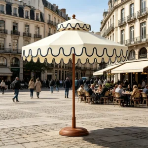 9ft Foldable Scalloped Edge Outdoor Umbrella Waterproof UV Protected Iron Pole Market Parasol Park Hotel Pool