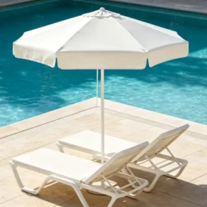 9ft Heavy Duty Aluminum Outdoor Umbrella with Large Pulley Lift in Olefin for Hotel Park and Patio Use