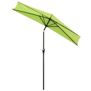 9ft Outdoor Garden Parasol with Crank Handle Half Patio Umbrella