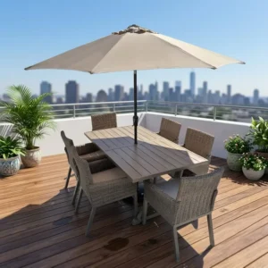 9ft Outdoor Market Table Parasol UV Protection Waterproof Center Pole Patio Umbrella for Backyard Terrace