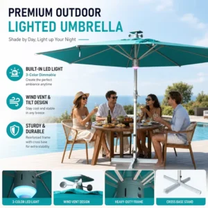 Adjustable Garden Sunshade Umbrella Accessories Any Color Choose Parasols Patio Outdoor Furniture For Poolside Cafe