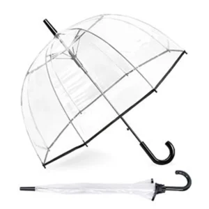 Adult Clear Dome Umbrella Hook Wide Border Transparent See-Through Semi-Automatic Opening Hanging Giveaways
