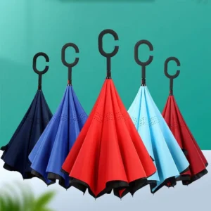 Adult Manual Classic 23-Inch Reverse Umbrella with Long Handle, Standing, Breathable Double-Layer Reinforced Design