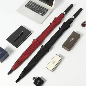 Adults’ Double-Layer Straight Pole Umbrella, Logo-Printed, Sun and Rain Resistant, Windproof