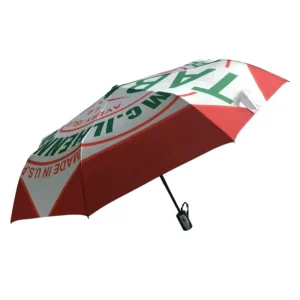 Advertising Full Automatic Three Folding 21 inch 8 panels Fiberglass Frame Umbrella with Customized Heat Transfer Prin