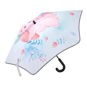 All Weather Kids Safety Umbrella Cute Cartoon Animal Print UPF50 Waterproof Reflective Strips For School Outdoor Custom Welcome