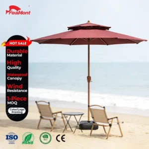 All-Weather Steel Rod Hand-Cranking Umbrella with Powder-Coated Frame and UV-Blocking 200g Polyester PU-Coated Fabric