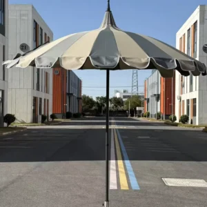 Aluminum 2.4-Meter-Tall Pagoda-Shaped Outdoor Umbrella for Hotel and Courtyard Use