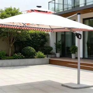 Aluminum Alloy Lighted Outdoor Sunshade for Courtyard and Terrace Waterproof UV Protection Rotatable