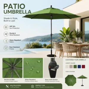 Aluminum Alloy Pole Fade Resistant Cloth Outdoor Patio Umbrella Without Base