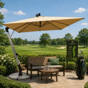 Aluminum Cantilever Garden Patio Umbrella with Double Top Canopy Waterproof Crank Lift for Hotel Use