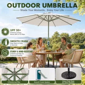Aluminum Cantilever Roman Parasol Solar-Lit Garden Umbrella for Outdoor Restaurants, Patios, Wedding Venues, Gardens