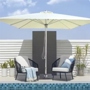 Aluminum Center Pole Garden Umbrella Plastic Base Waterproof Lightweight Foldable Crank Lift for Outdoor Patio