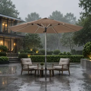 Aluminum Center Pole Market Umbrella Dual Rod Detachable Pole Gas Spring Push Pull Lift Outdoor Patio Sun Shade