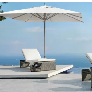 Aluminum Center-Pole Outdoor Garden Sunshade Umbrella, Wooden Parasol for Beach