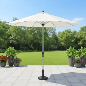 Aluminum Center Pole Outdoor Umbrella 2.7m Radius UV Protection Windproof with Base