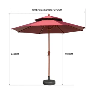 Aluminum Center-Pole Patio Parasol with Double Top